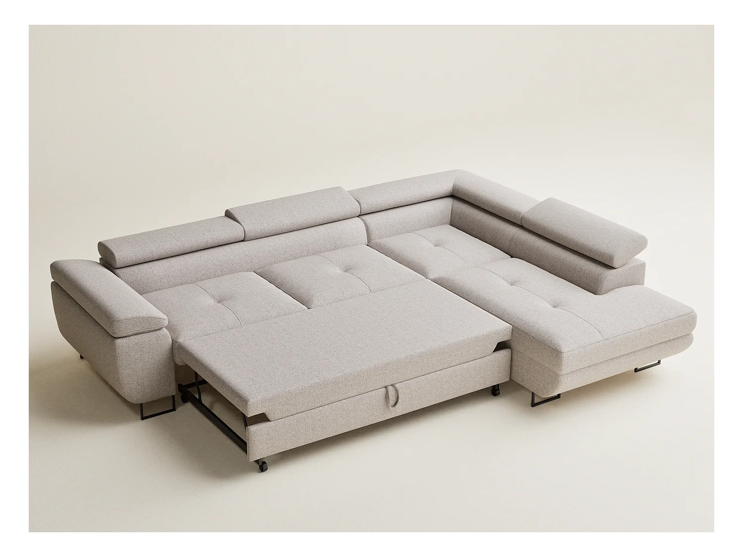 Ecksofa mit Schlaffunktion Concord aus Webstoff - Vier-Personen - hellbeige