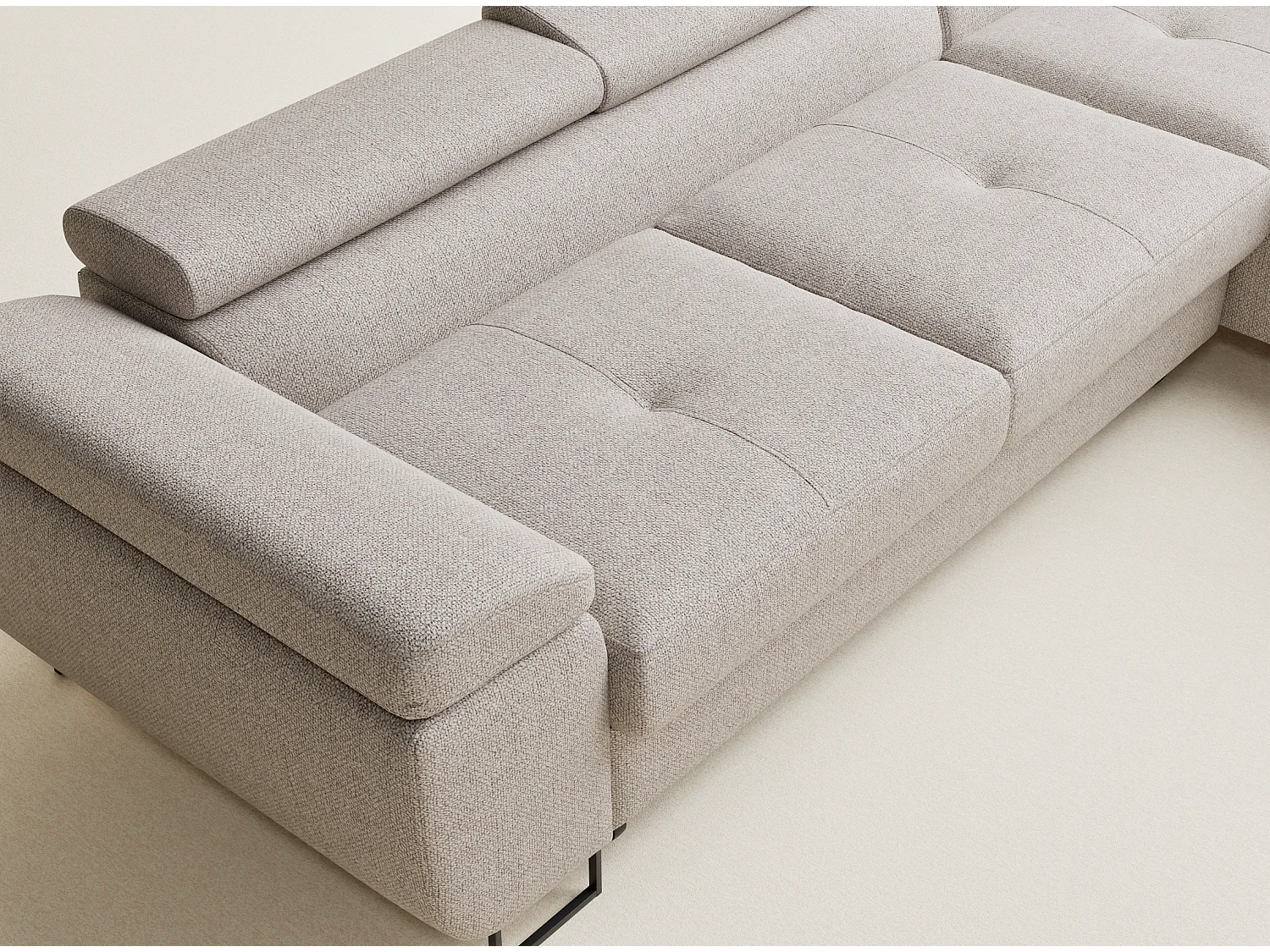 Canapé d'angle convertible Concord im tissu tresse - 5 places - beige clair