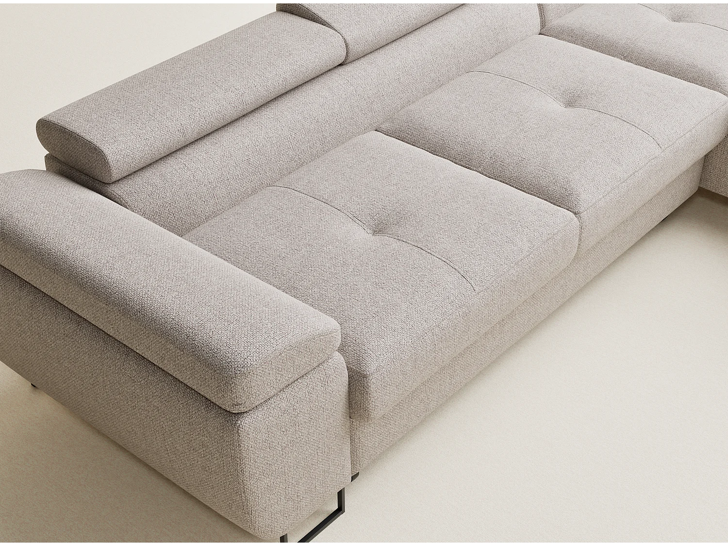 Hoekbank met slaapfunctie Concord in geweven stof - Vierpersoons - lichtbeige