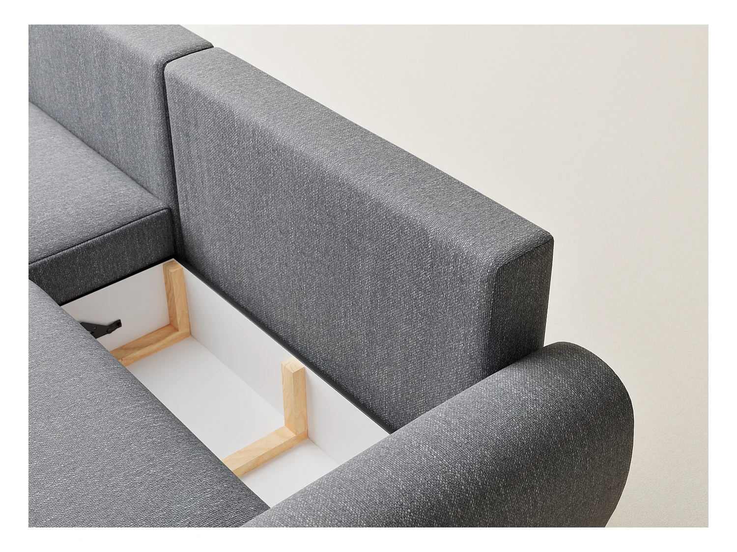 Canapé d'angle convertible Numba im tissu tresse - 3 places - gris