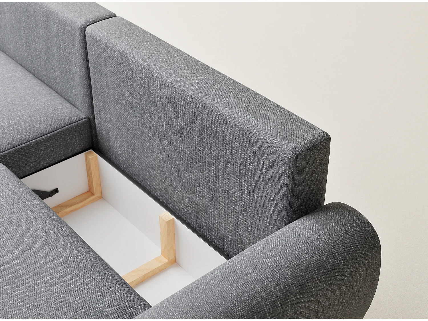 Ecksofa mit Schlaffunktion Numba aus Webstoff - Drei-Personen - grau