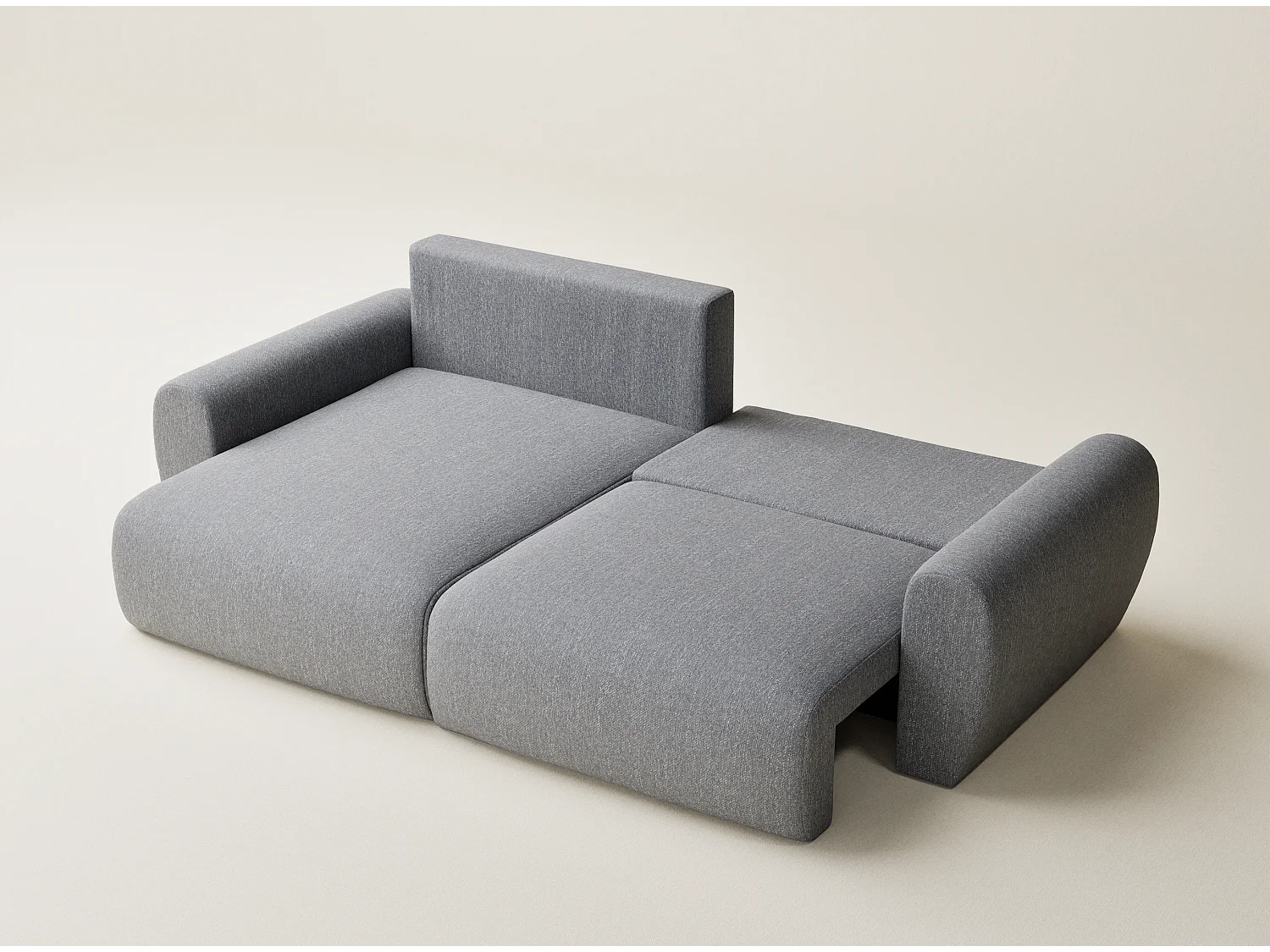 Canapé d'angle convertible Numba im tissu tresse - 3 places - gris