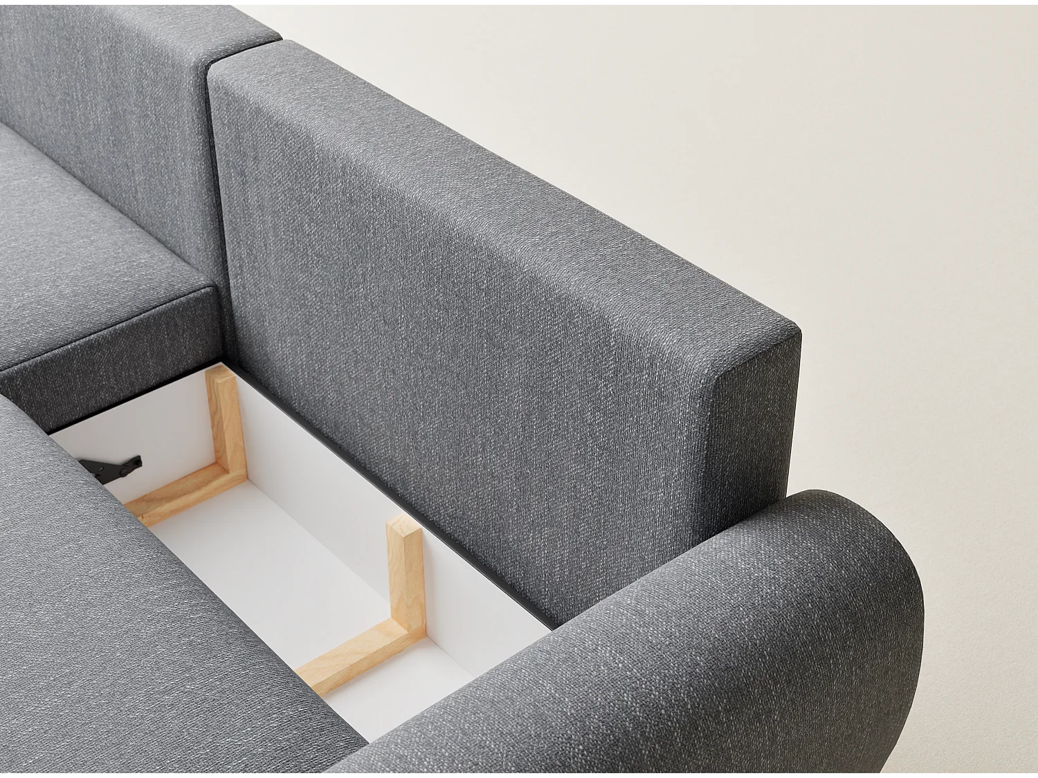 Canapé d'angle convertible Numba im tissu tresse - 3 places - gris