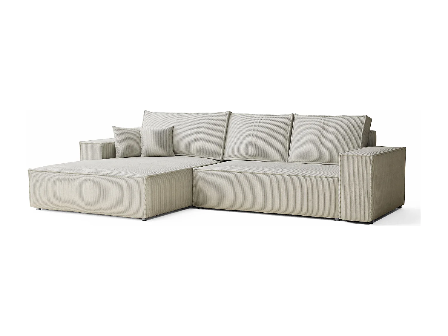 Canapé d'angle convertible Maze im tissu tresse - 5 places - creme