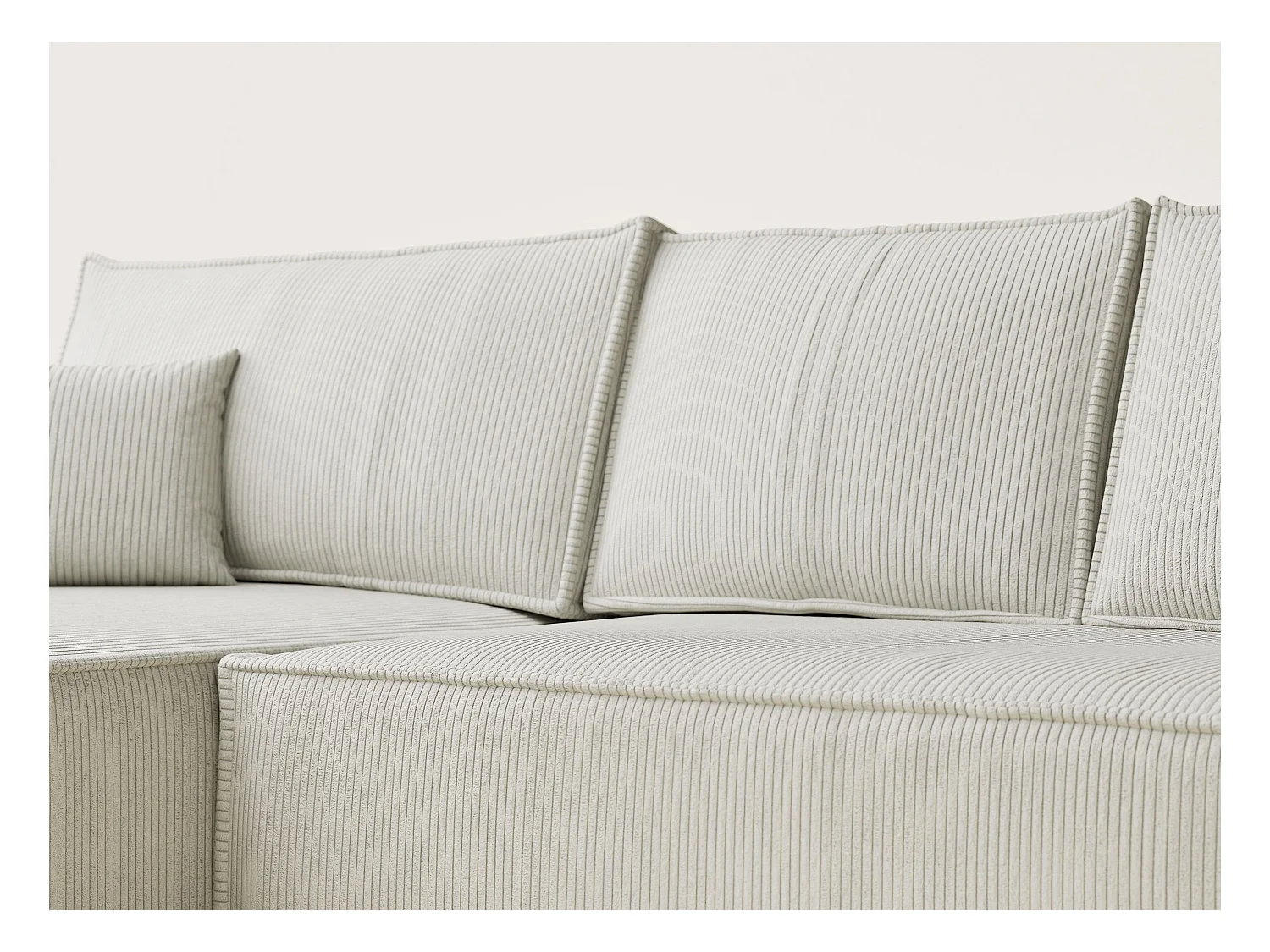 Canapé d'angle convertible Maze im tissu tresse - 5 places - creme