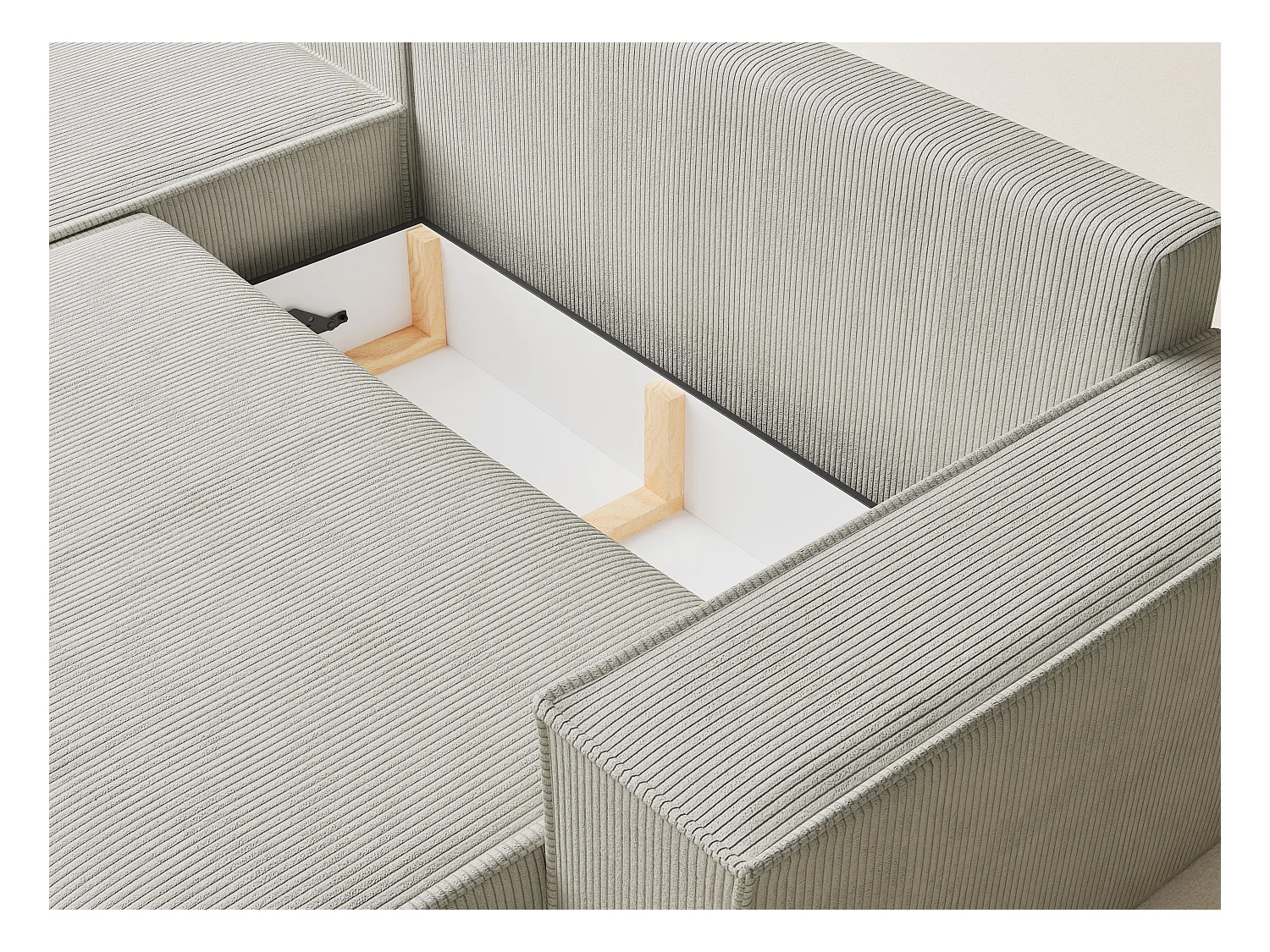 Canapé d'angle convertible Maze im tissu tresse - 5 places - creme