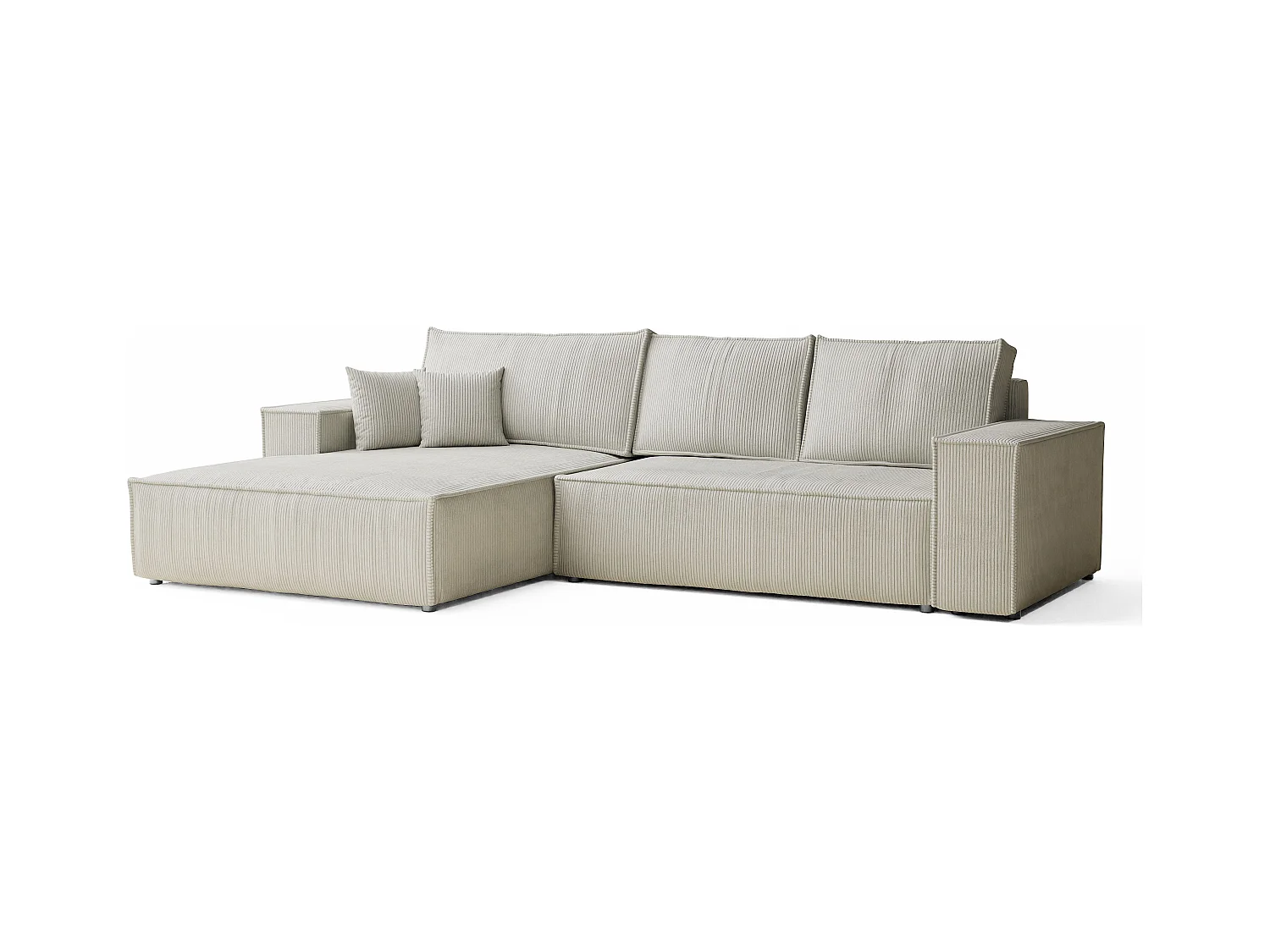 Canapé d'angle convertible Maze im tissu tresse - 5 places - creme
