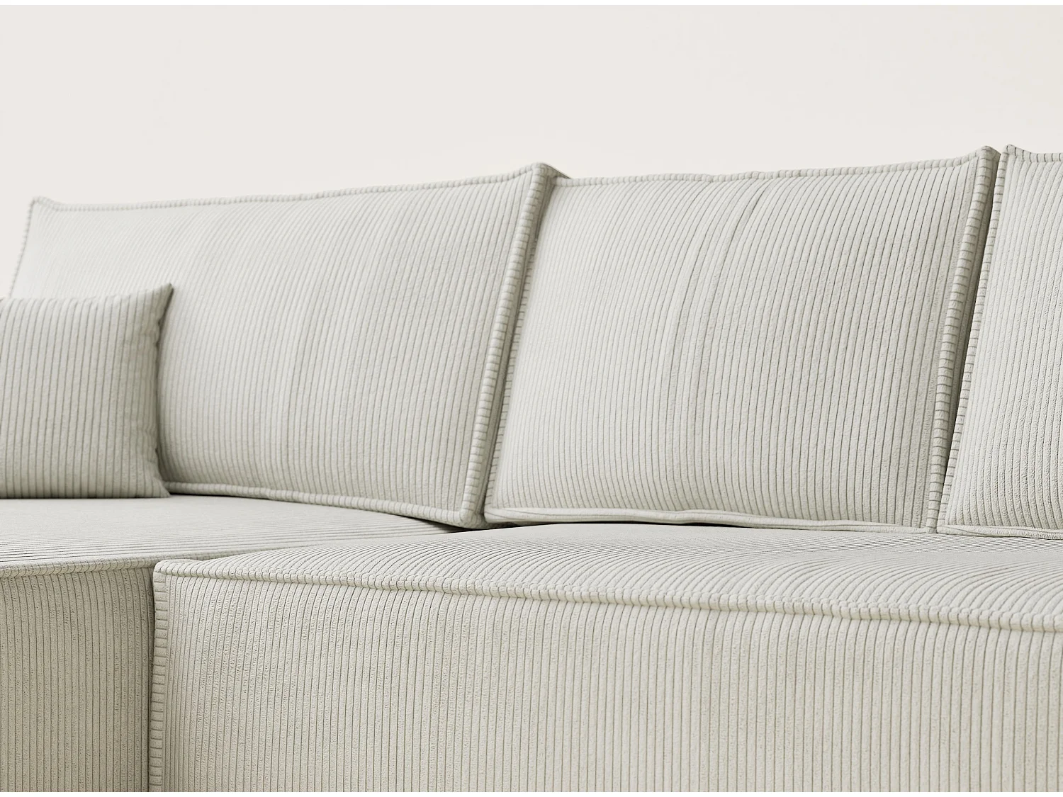 Canapé d'angle convertible Maze im tissu tresse - 5 places - creme