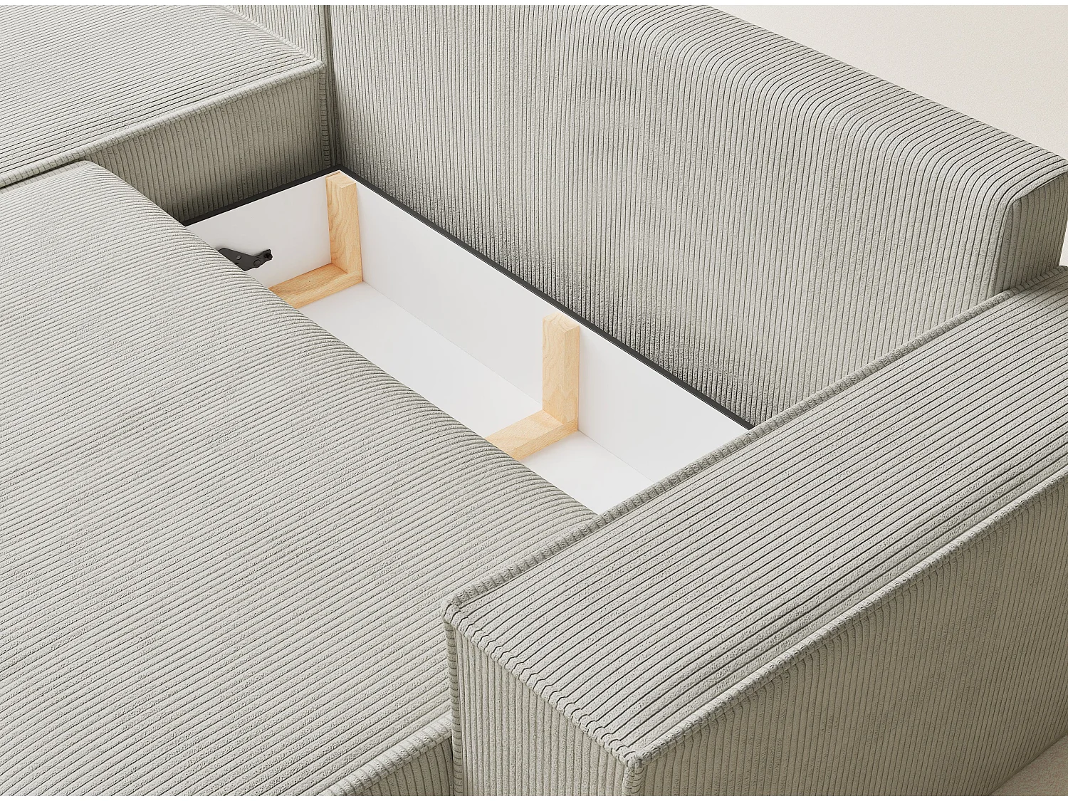 Canapé d'angle convertible Maze im tissu tresse - 5 places - creme