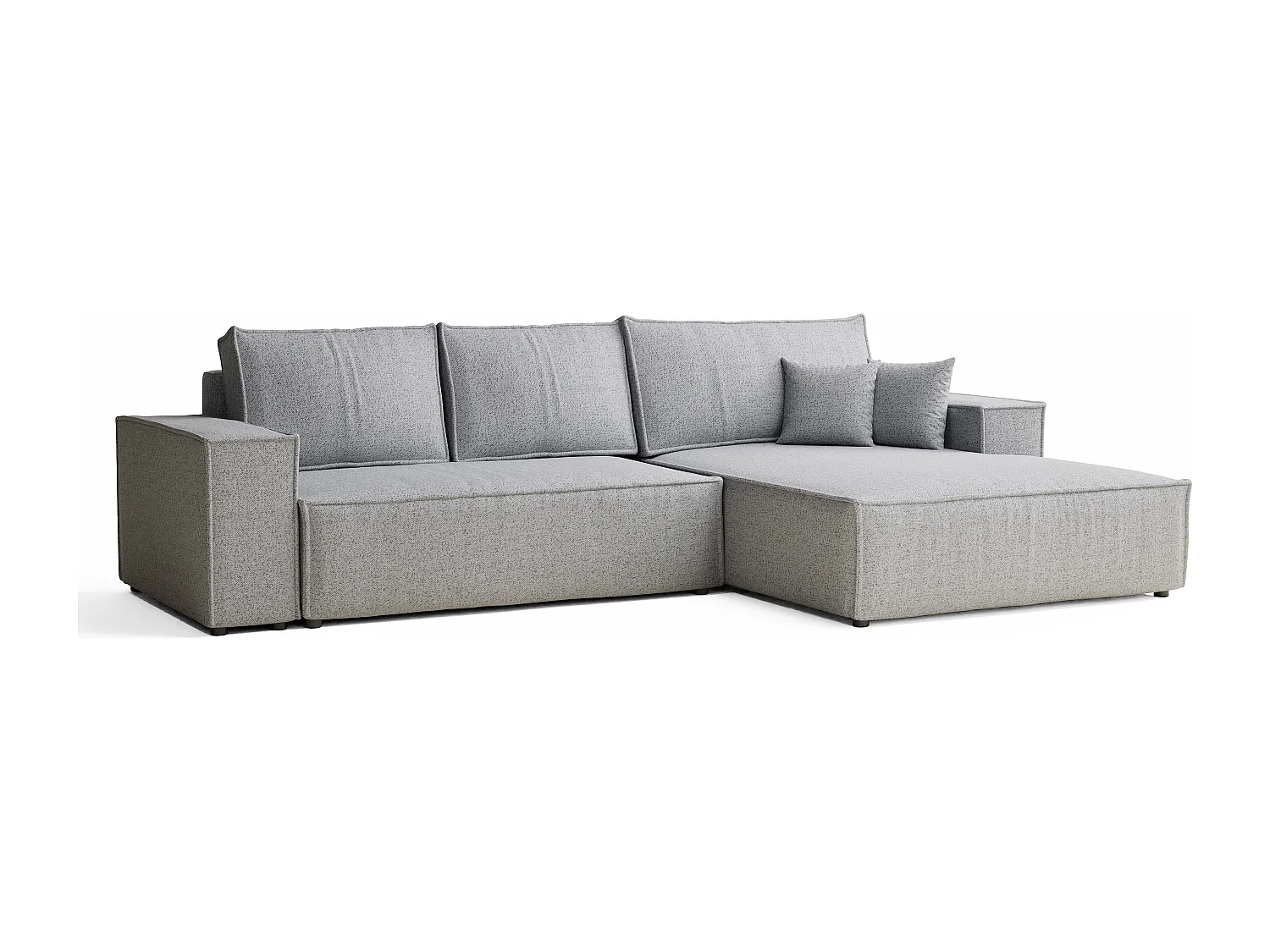 Canapé d'angle convertible Maze im tissu tresse - 5 places - gris clair