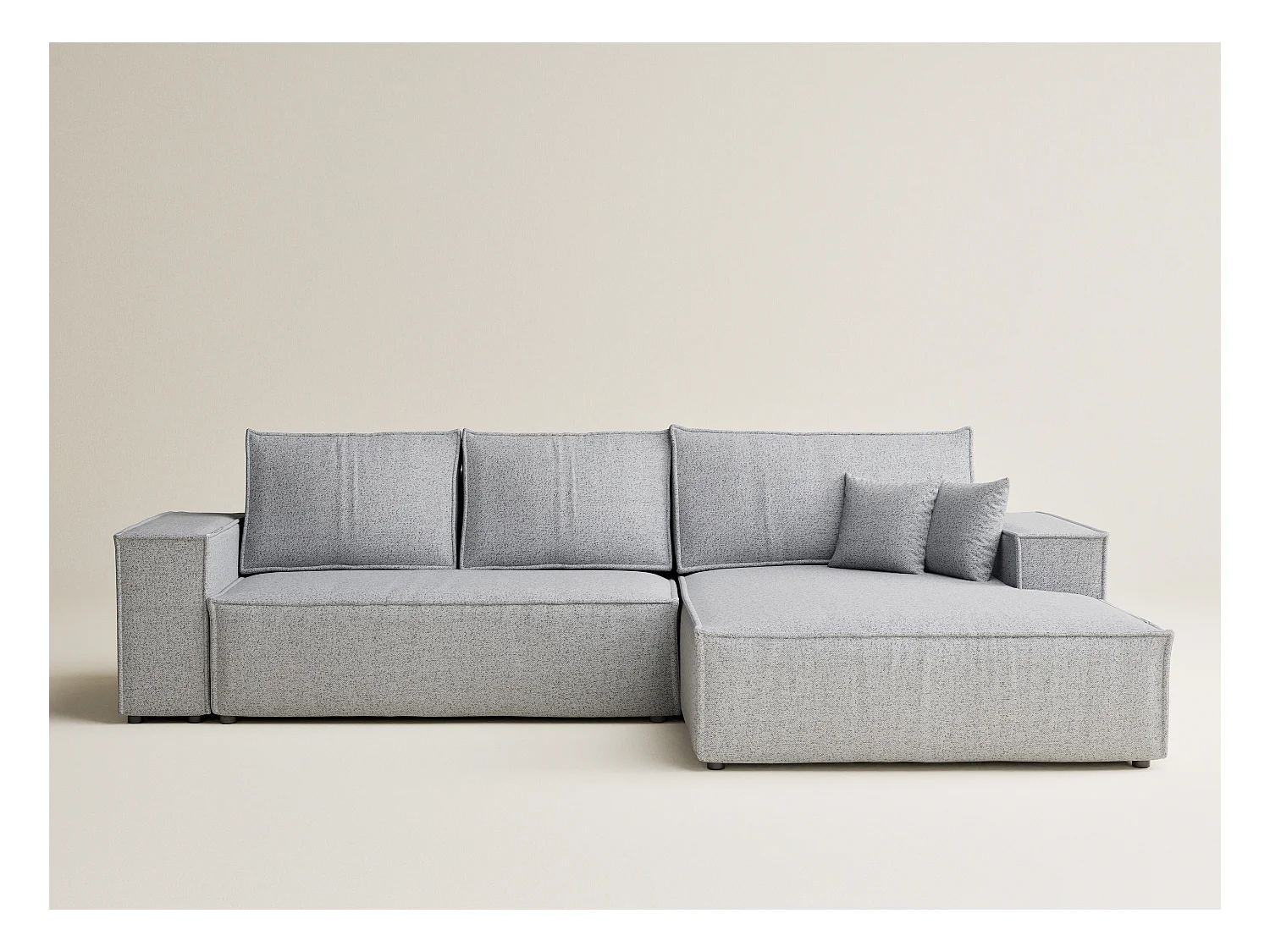 Canapé d'angle convertible Maze im tissu tresse - 5 places - gris clair