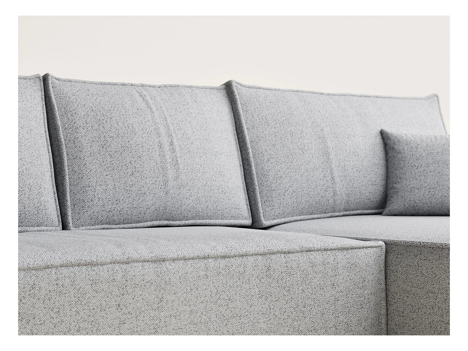 Canapé d'angle convertible Maze im tissu tresse - 5 places - gris clair