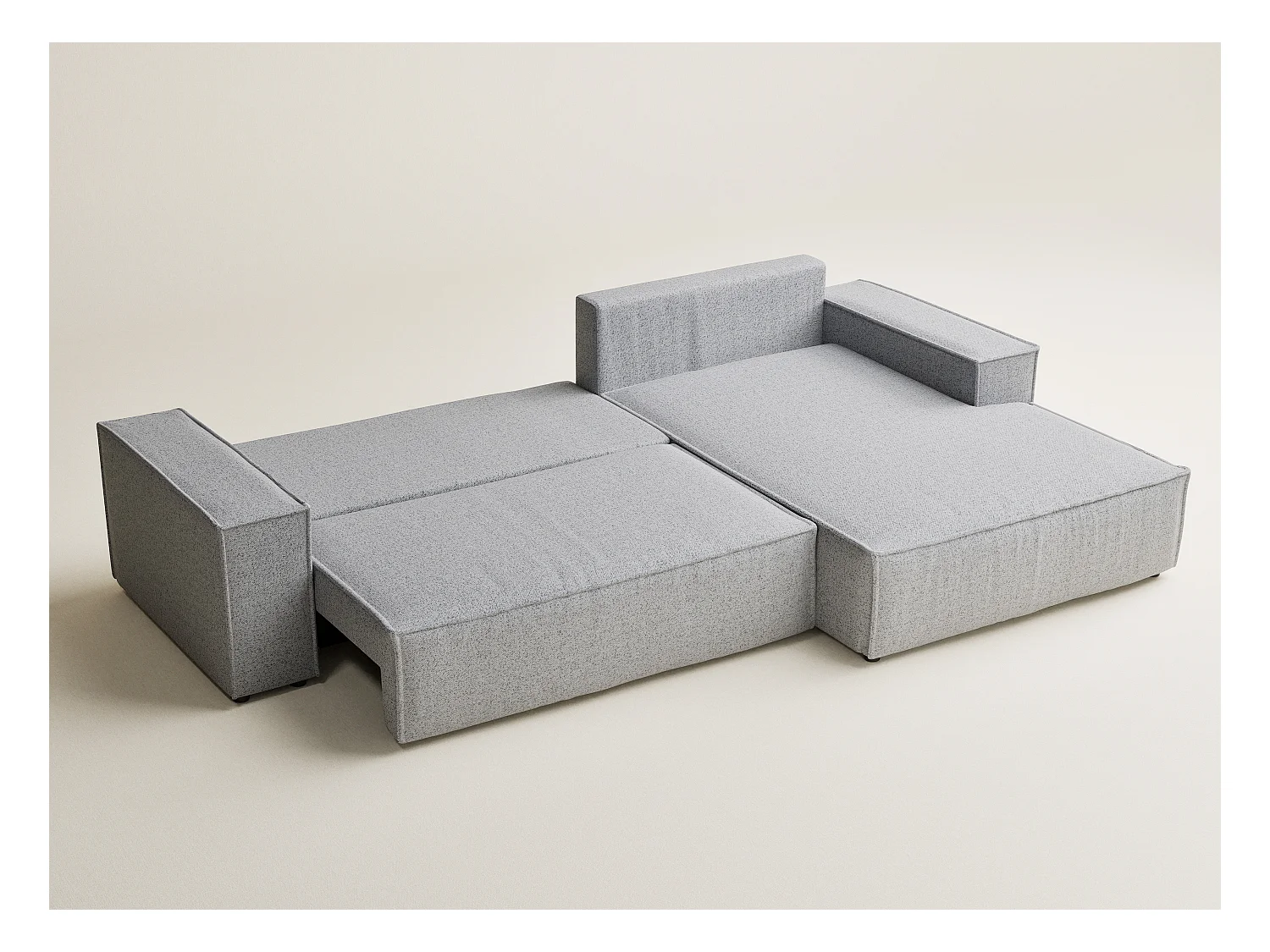 Canapé d'angle convertible Maze im tissu tresse - 5 places - gris clair