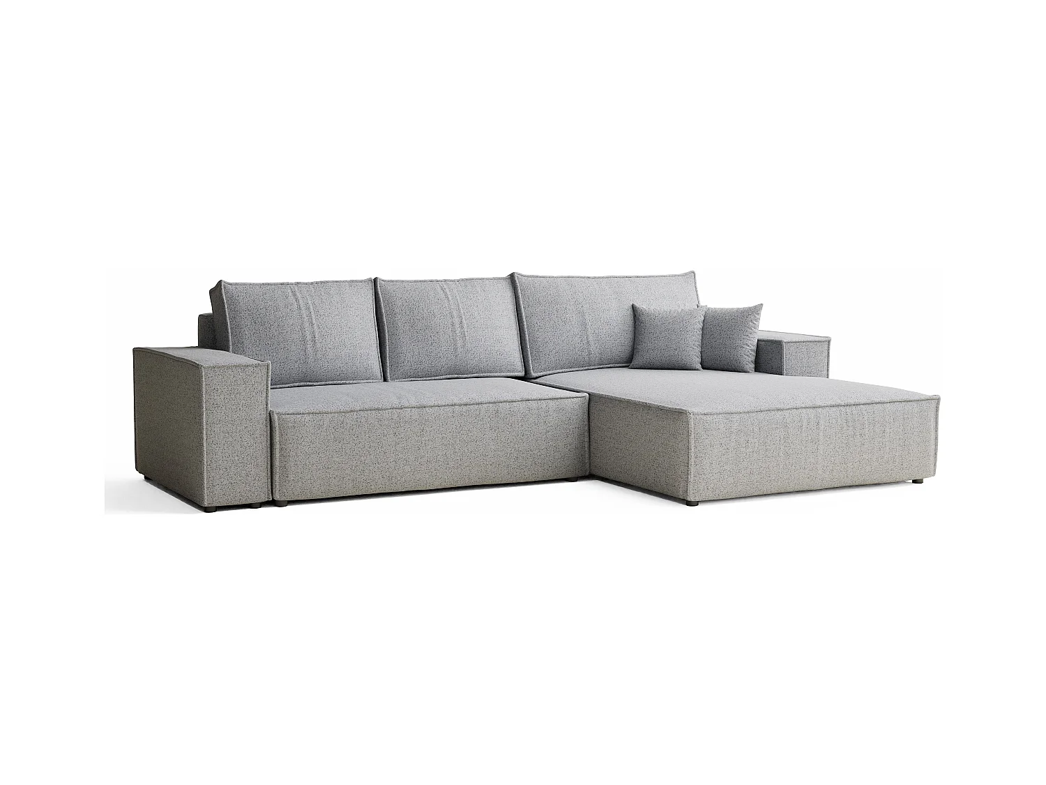 Canapé d'angle convertible Maze im tissu tresse - 5 places - gris clair