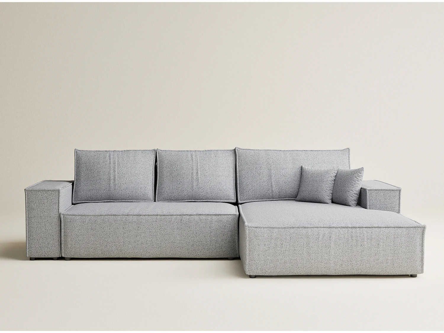 Canapé d'angle convertible Maze im tissu tresse - 5 places - gris clair