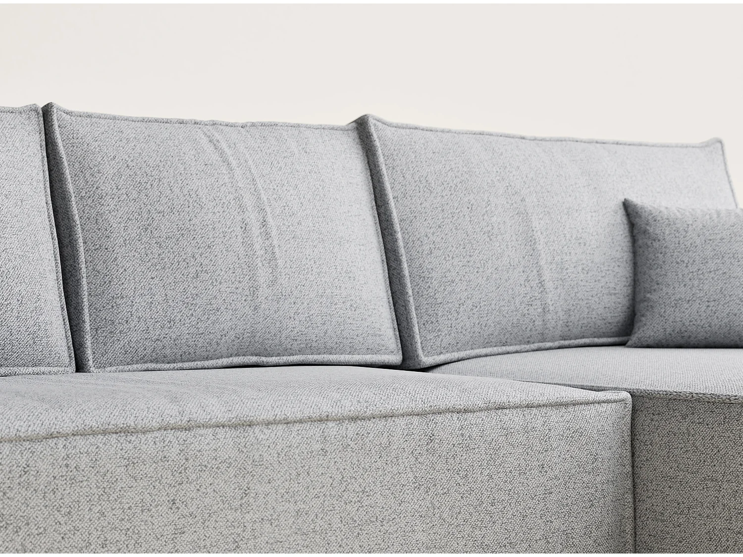 Canapé d'angle convertible Maze im tissu tresse - 5 places - gris clair