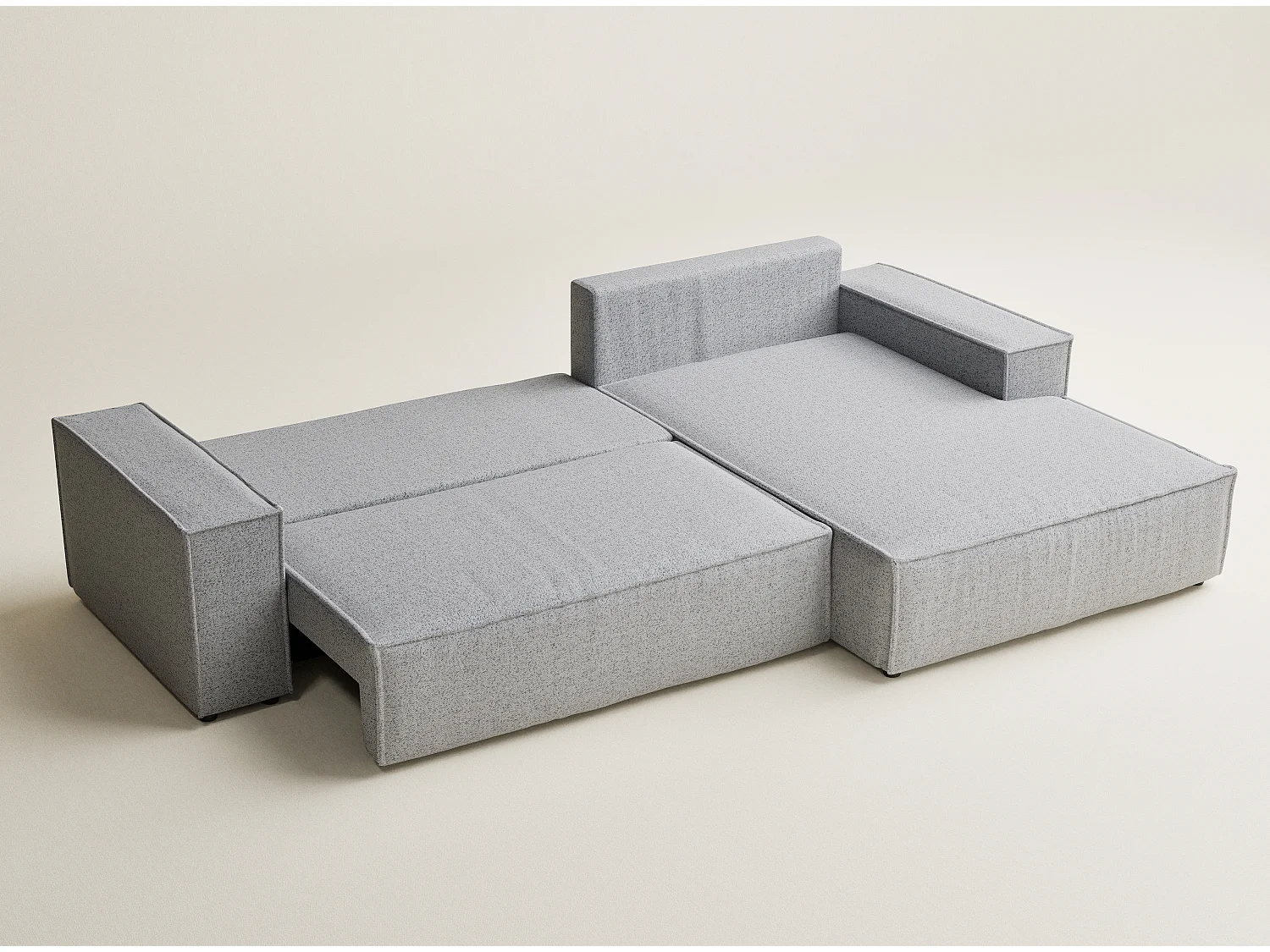 Canapé d'angle convertible Maze im tissu tresse - 5 places - gris clair