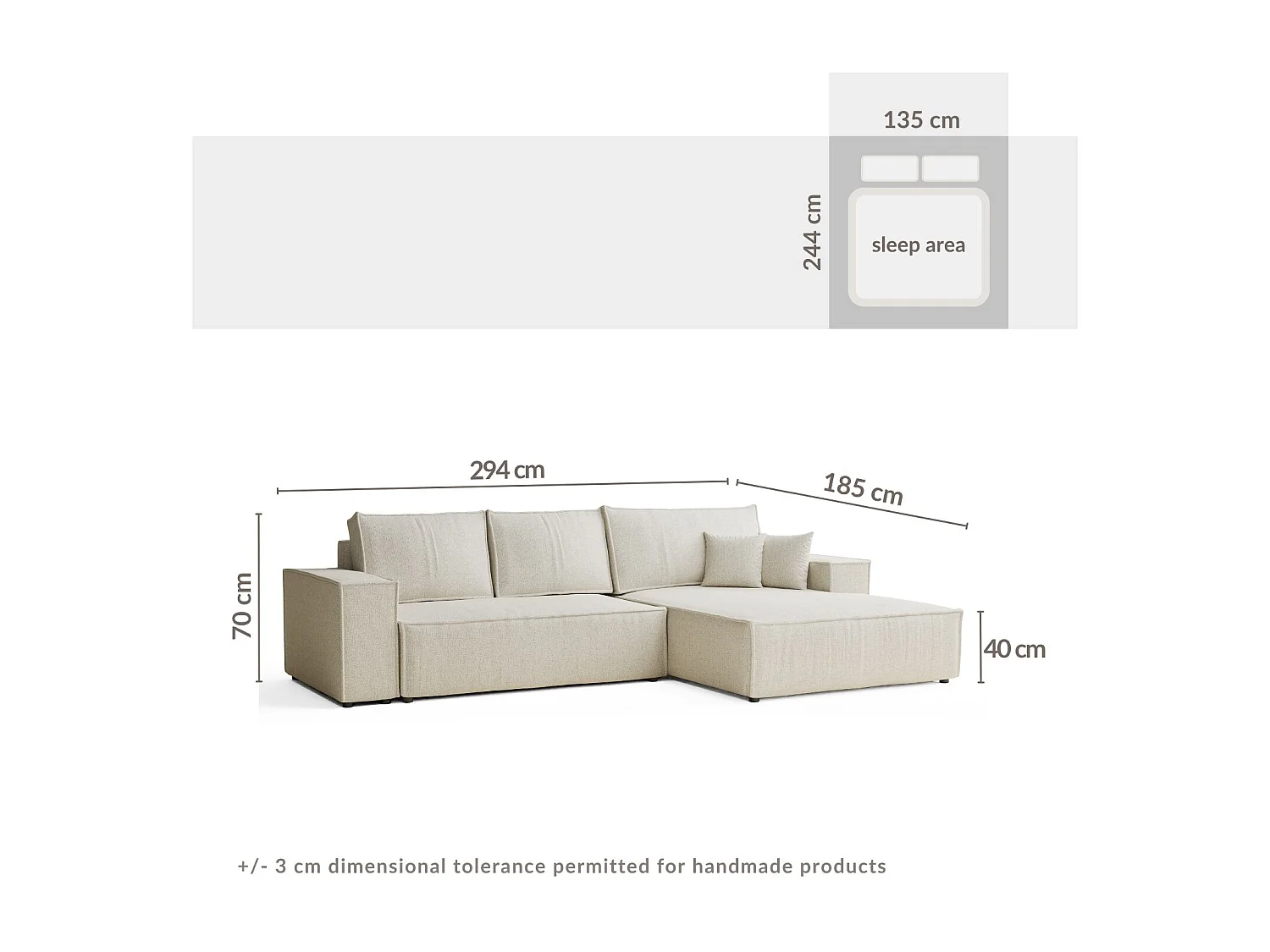 Canapé d'angle convertible Maze im tissu tresse - 5 places - gris clair