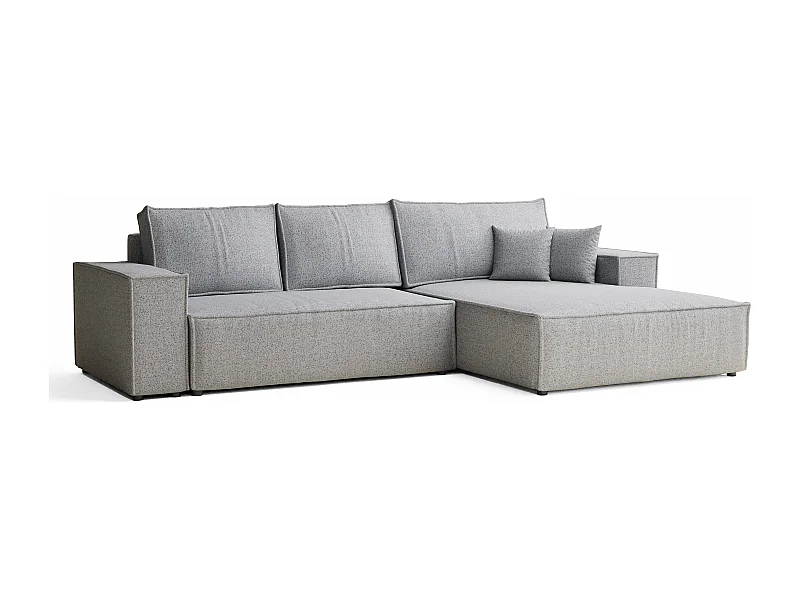 Canapé d'angle convertible Maze im tissu tresse - 5 places - gris clair