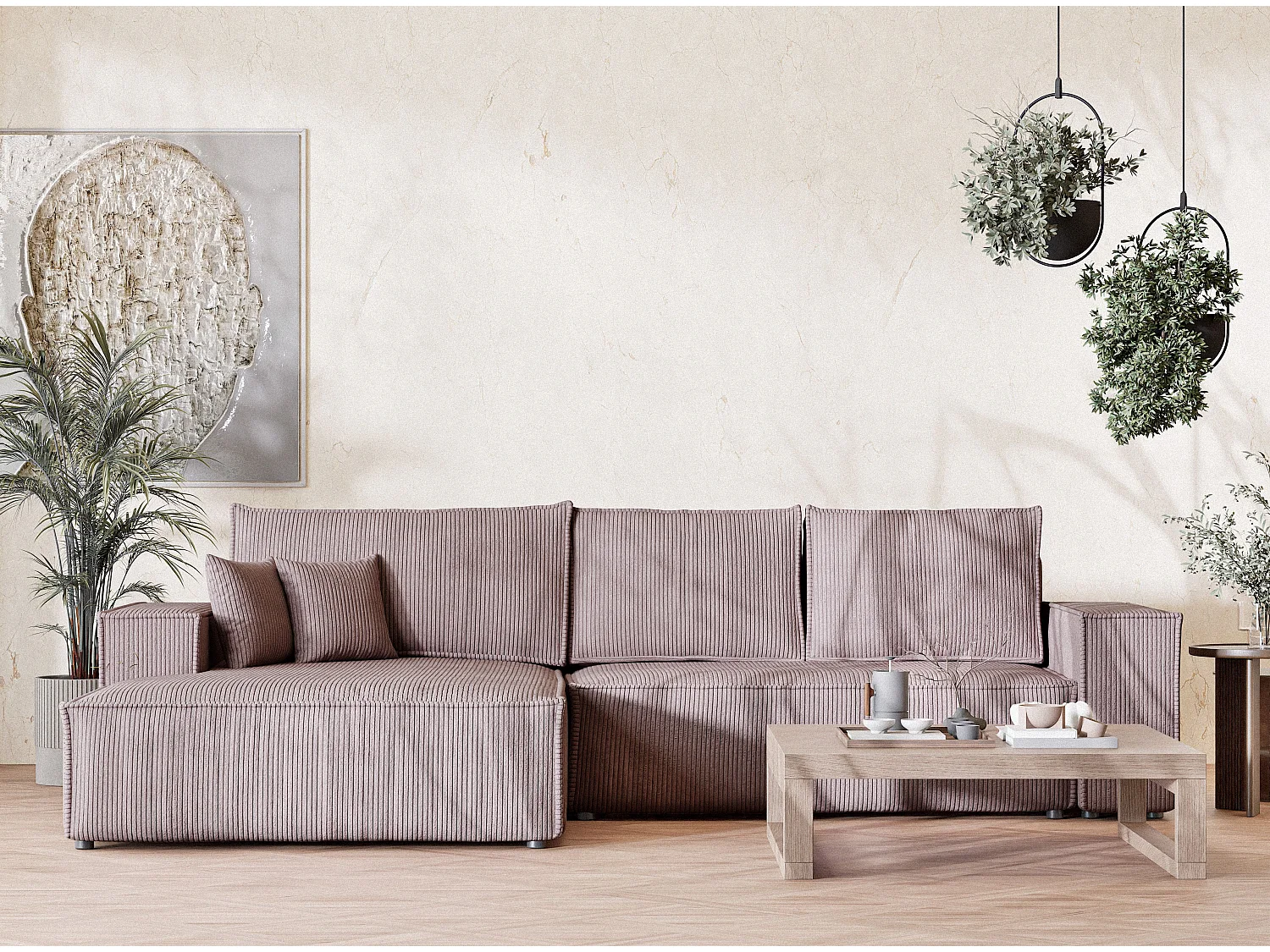 Canapé d'angle convertible Maze im tissu tresse - 5 places - violet