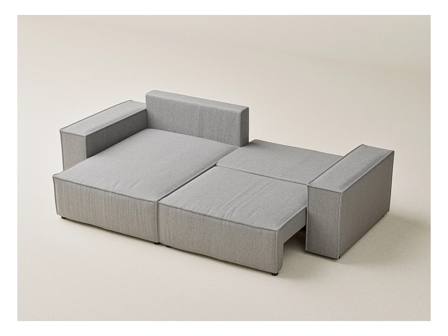 Ecksofa mit Schlaffunktion Zaya aus Webstoff - Drei-Personen - hellgrau