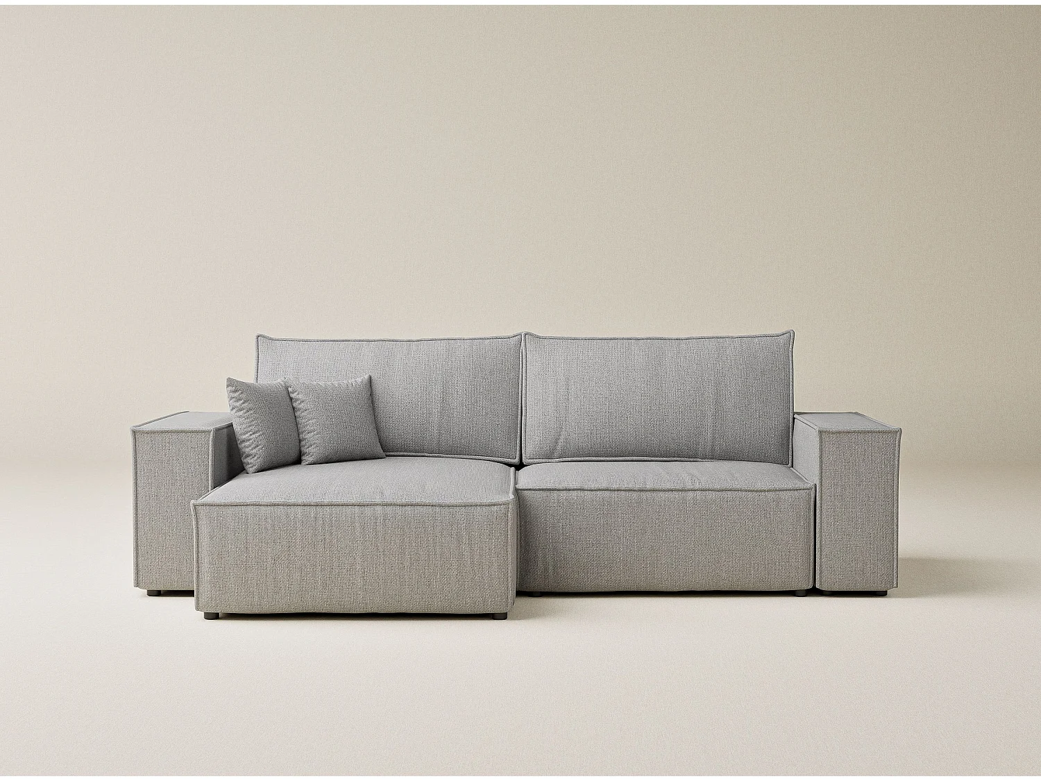 Ecksofa mit Schlaffunktion Zaya aus Webstoff - Drei-Personen - hellgrau