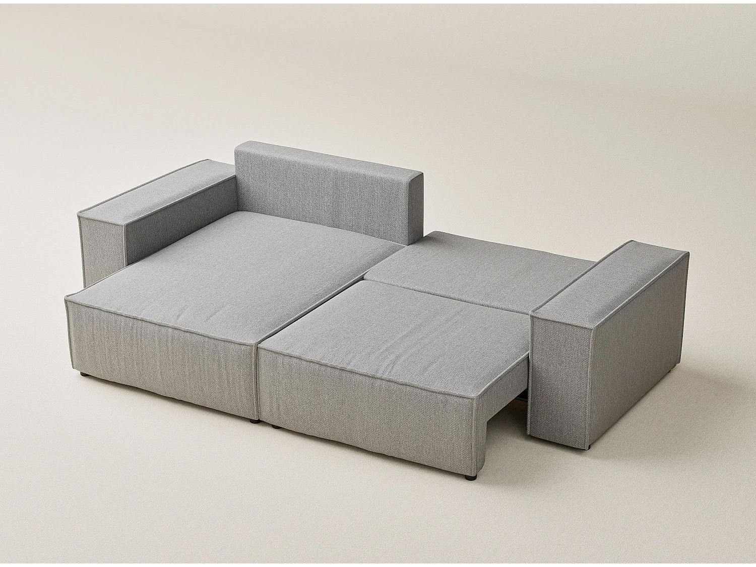Ecksofa mit Schlaffunktion Zaya aus Webstoff - Drei-Personen - hellgrau