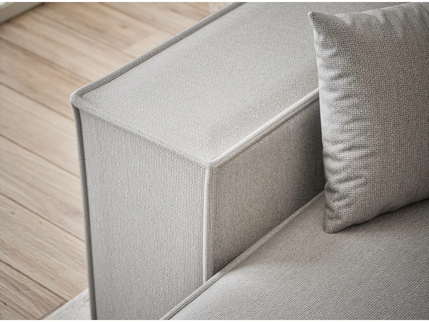 Ecksofa mit Schlaffunktion Zaya aus Webstoff - Drei-Personen - hellgrau