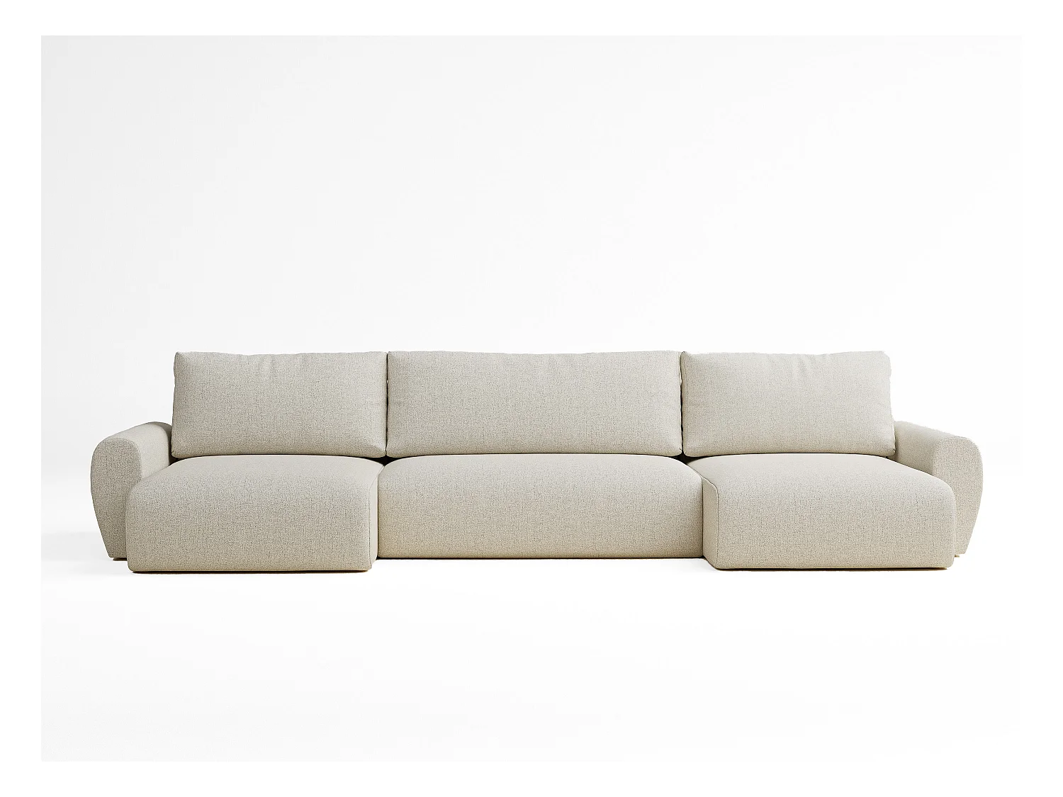 Canapé panoramique convertible Numba im tissu tresse - 6 places - creme