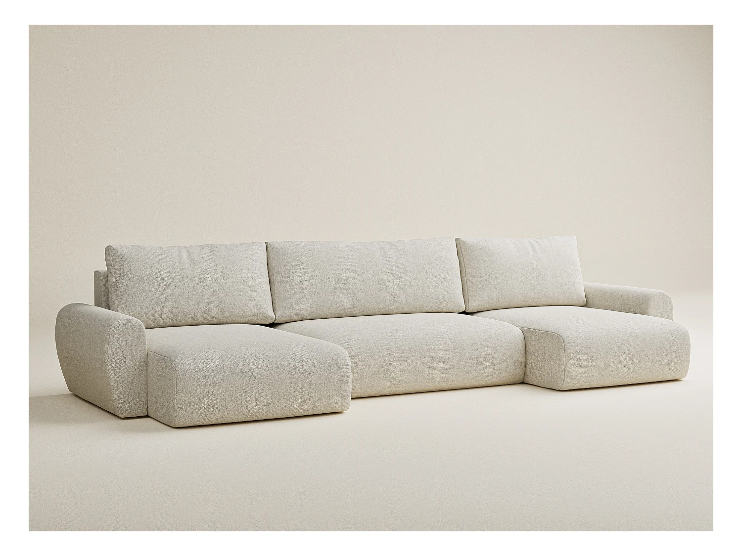 Canapé panoramique convertible Numba im tissu tresse - 6 places - creme