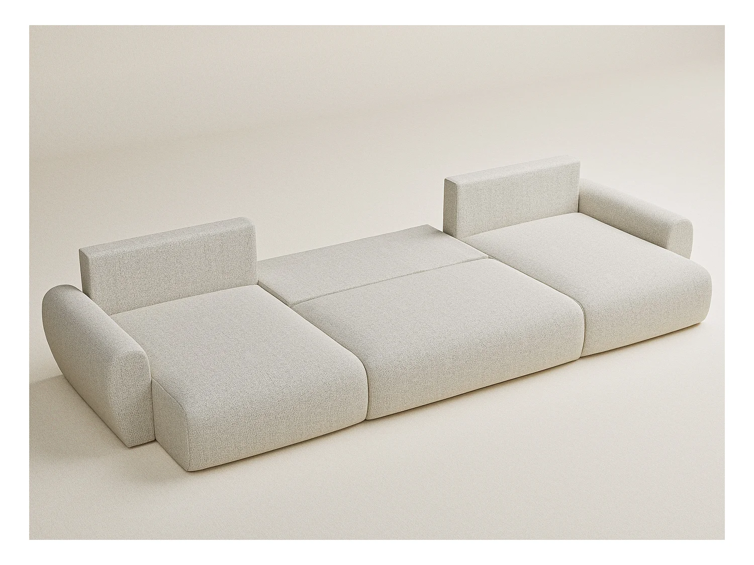 Canapé panoramique convertible Numba im tissu tresse - 6 places - creme