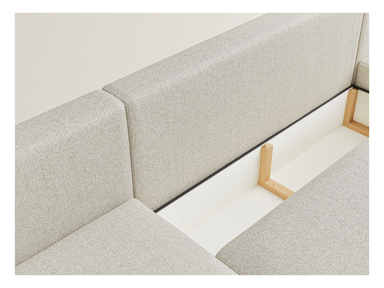 Canapé panoramique convertible Numba im tissu tresse - 6 places - creme