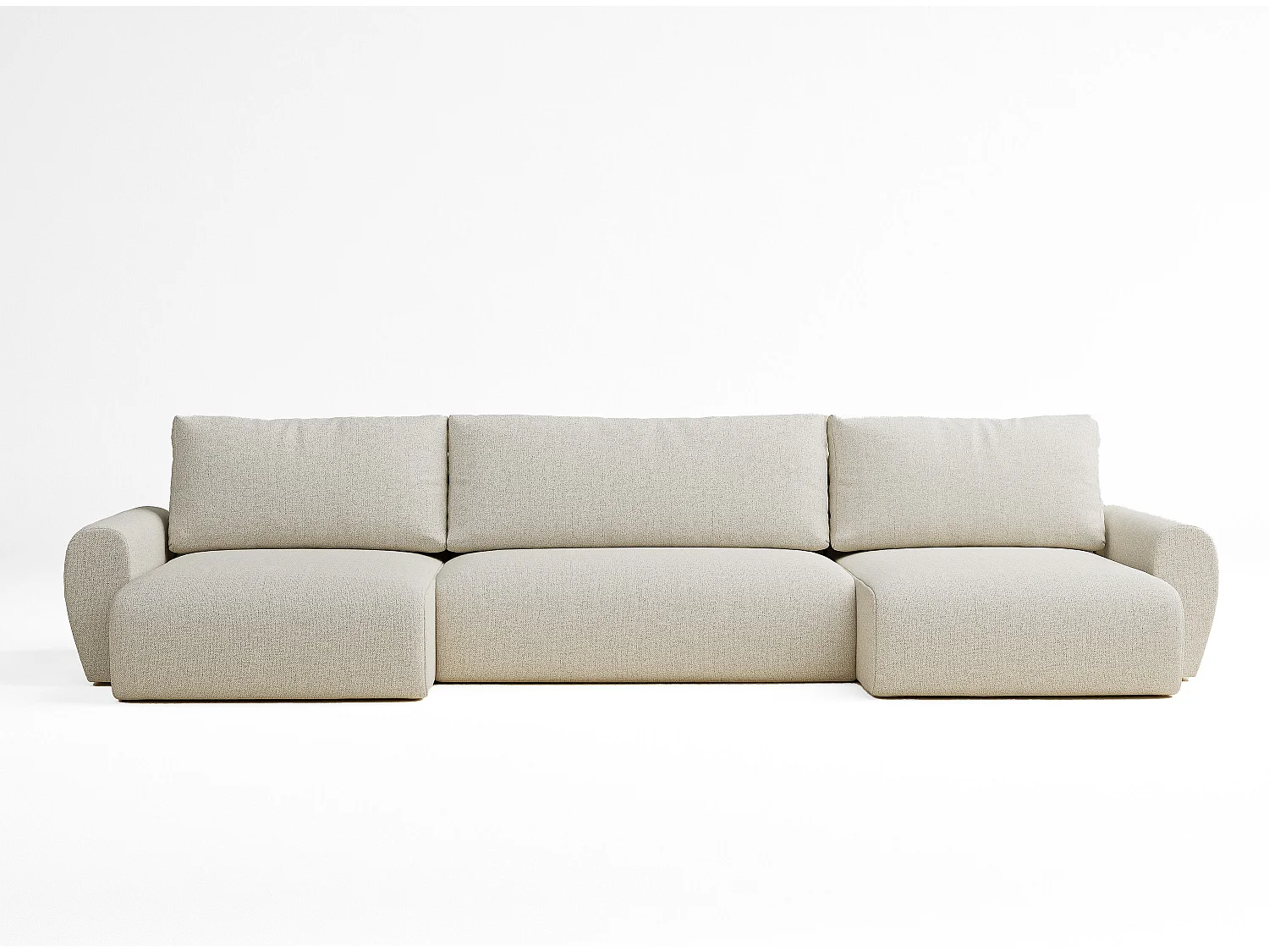 Canapé panoramique convertible Numba im tissu tresse - 6 places - creme