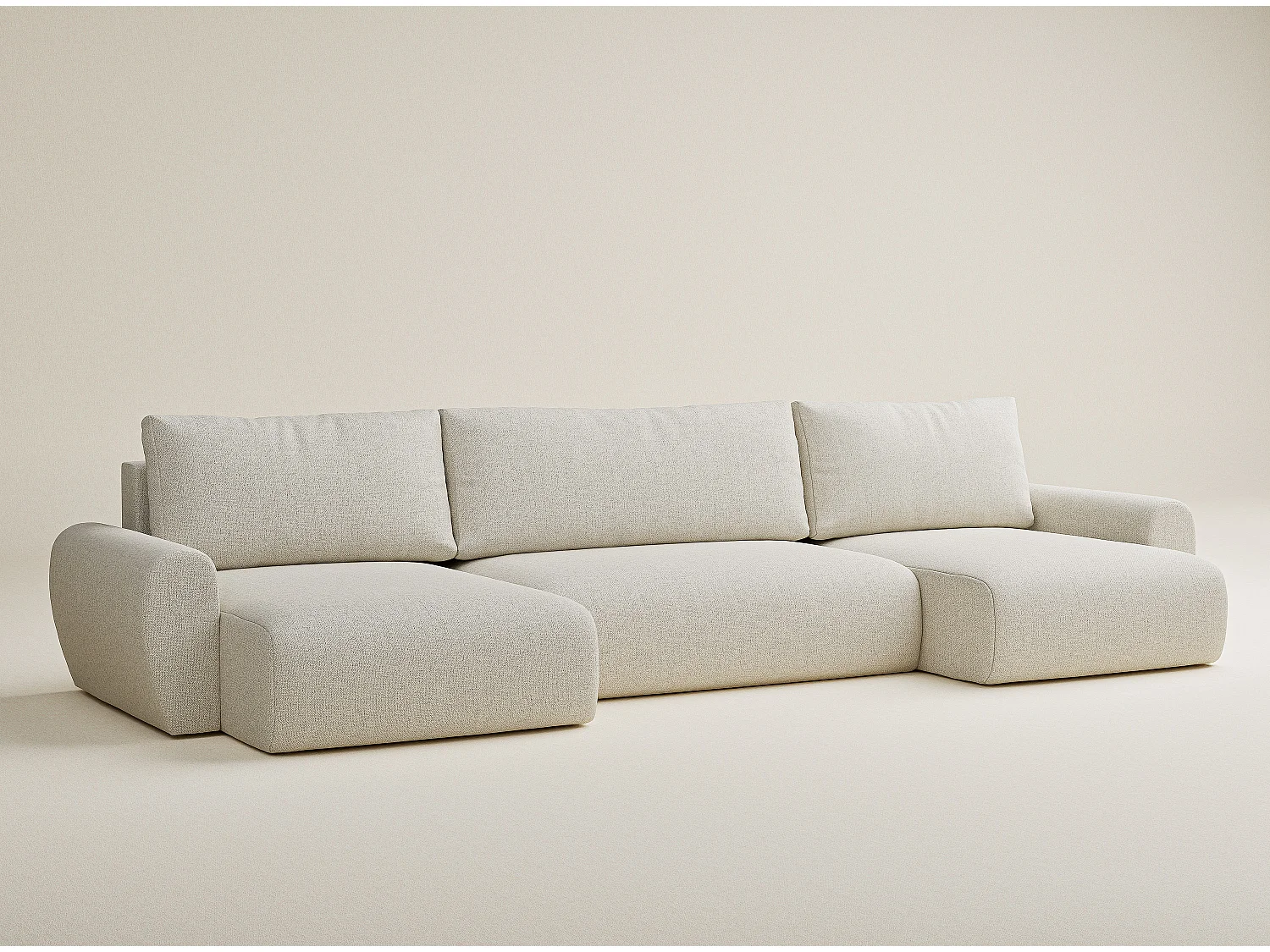 Canapé panoramique convertible Numba im tissu tresse - 6 places - creme