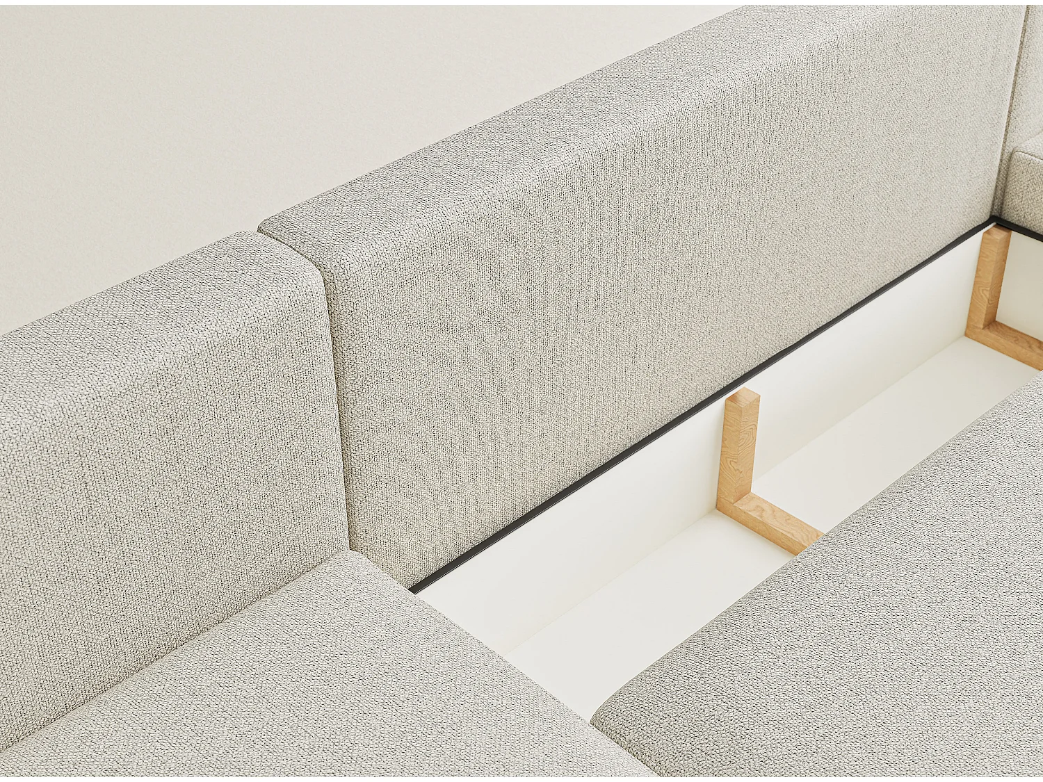 Canapé panoramique convertible Numba im tissu tresse - 6 places - creme