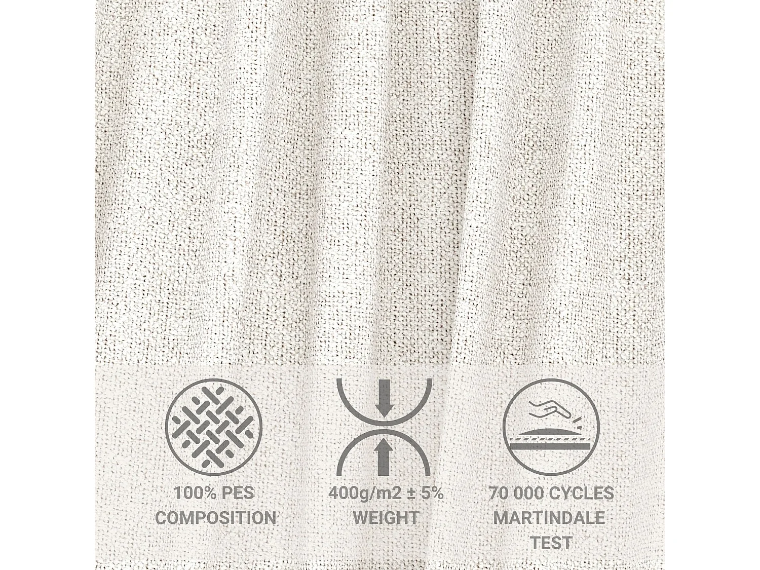 Canapé panoramique convertible Numba im tissu tresse - 6 places - creme