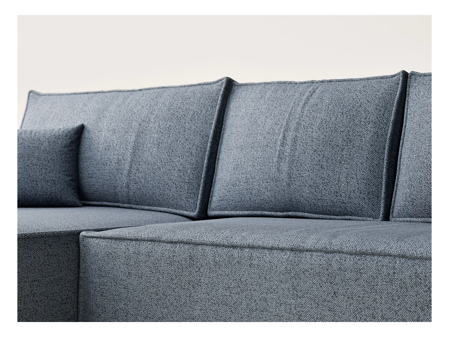 Canapé d'angle convertible Maze im tissu tresse - 5 places - bleu gris