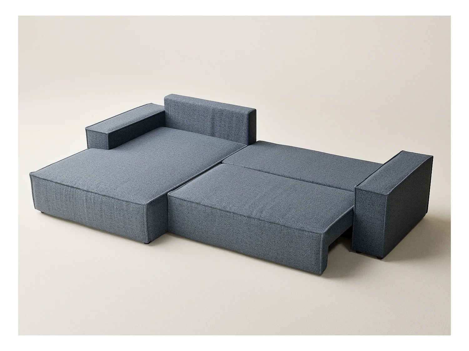 Canapé d'angle convertible Maze im tissu tresse - 5 places - bleu gris