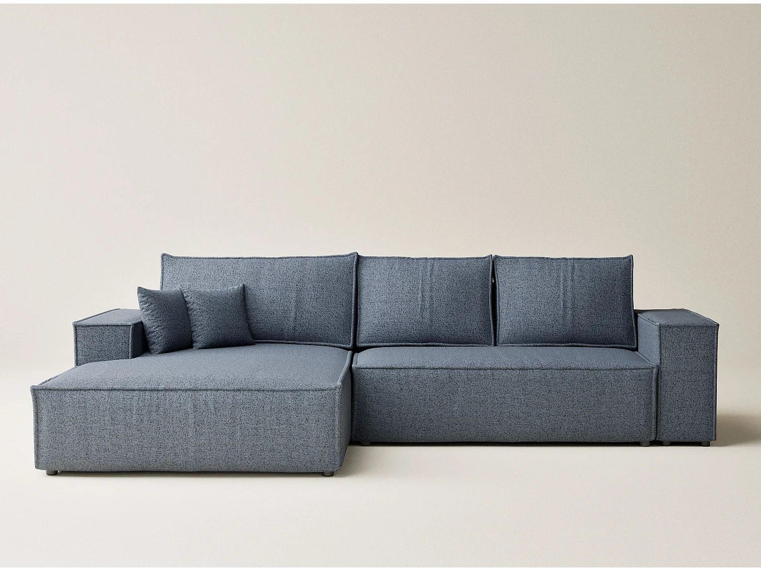 Canapé d'angle convertible Maze im tissu tresse - 5 places - bleu gris