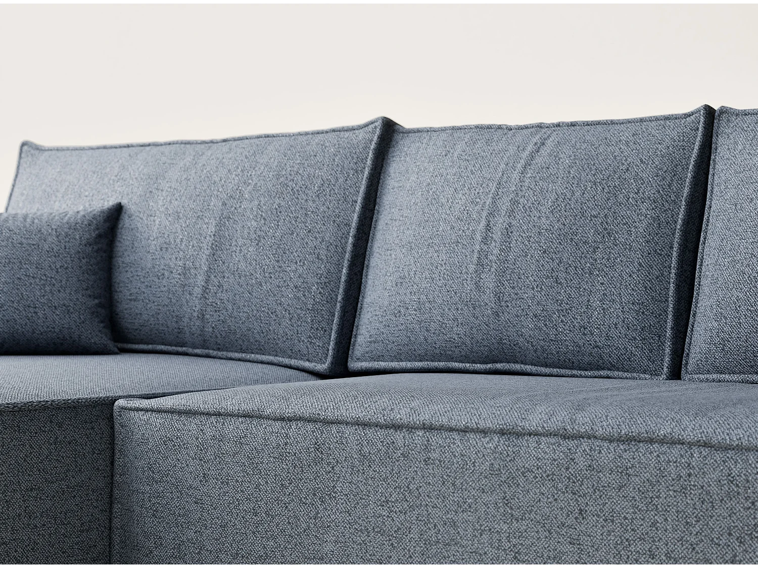 Canapé d'angle convertible Maze im tissu tresse - 5 places - bleu gris