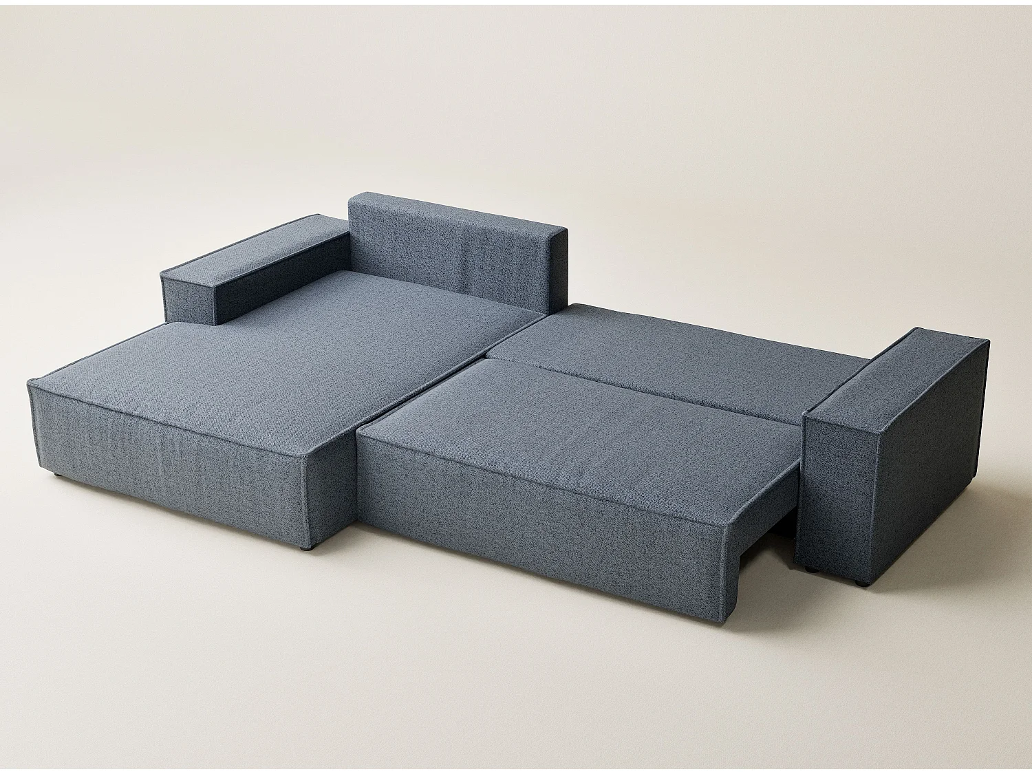 Canapé d'angle convertible Maze im tissu tresse - 5 places - bleu gris