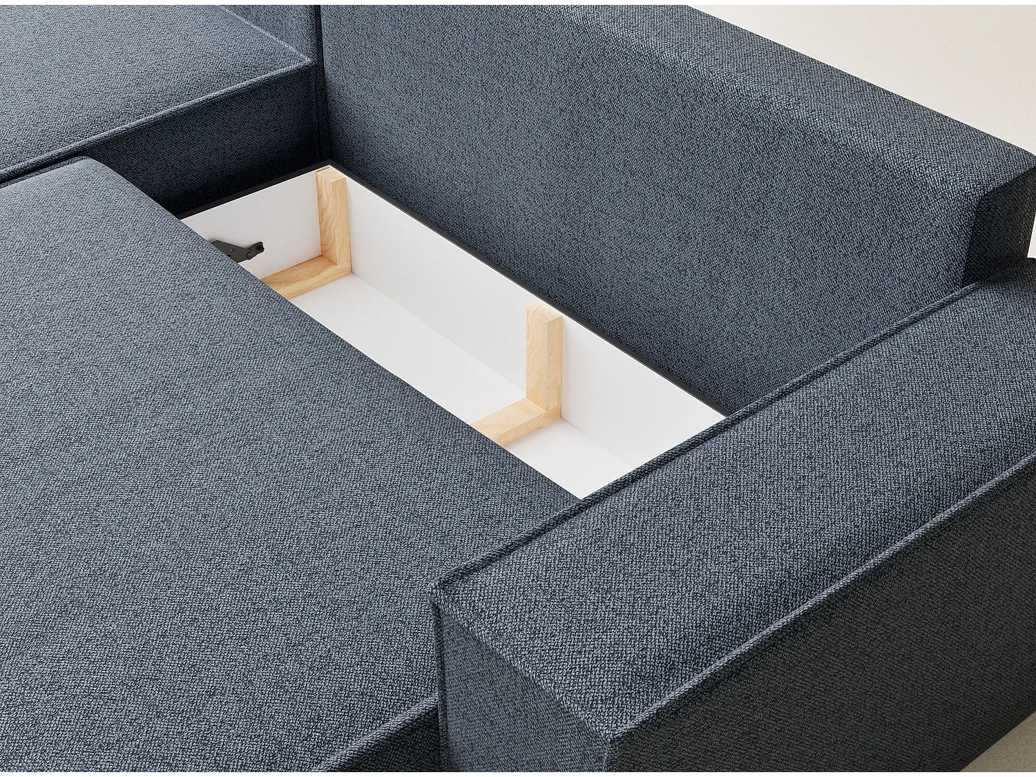 Canapé d'angle convertible Maze im tissu tresse - 5 places - bleu gris