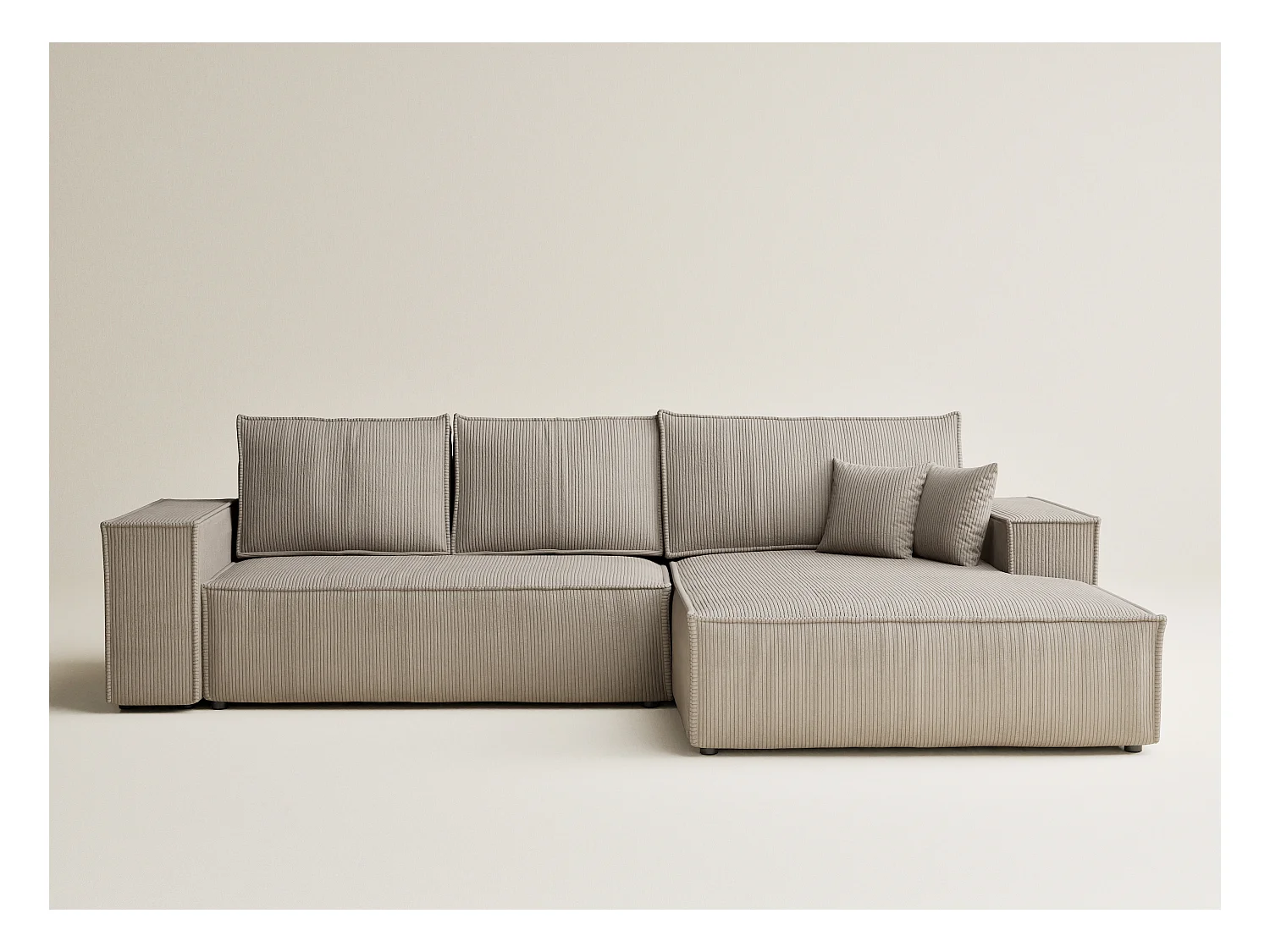 Canapé d'angle convertible Maze im tissu tresse - 5 places - beige