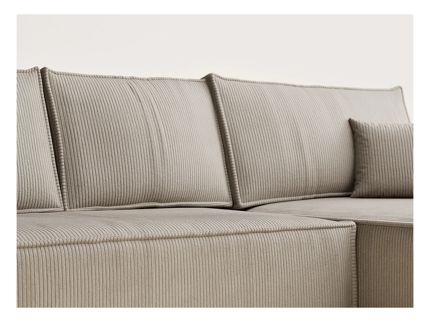 Canapé d'angle convertible Maze im tissu tresse - 5 places - beige