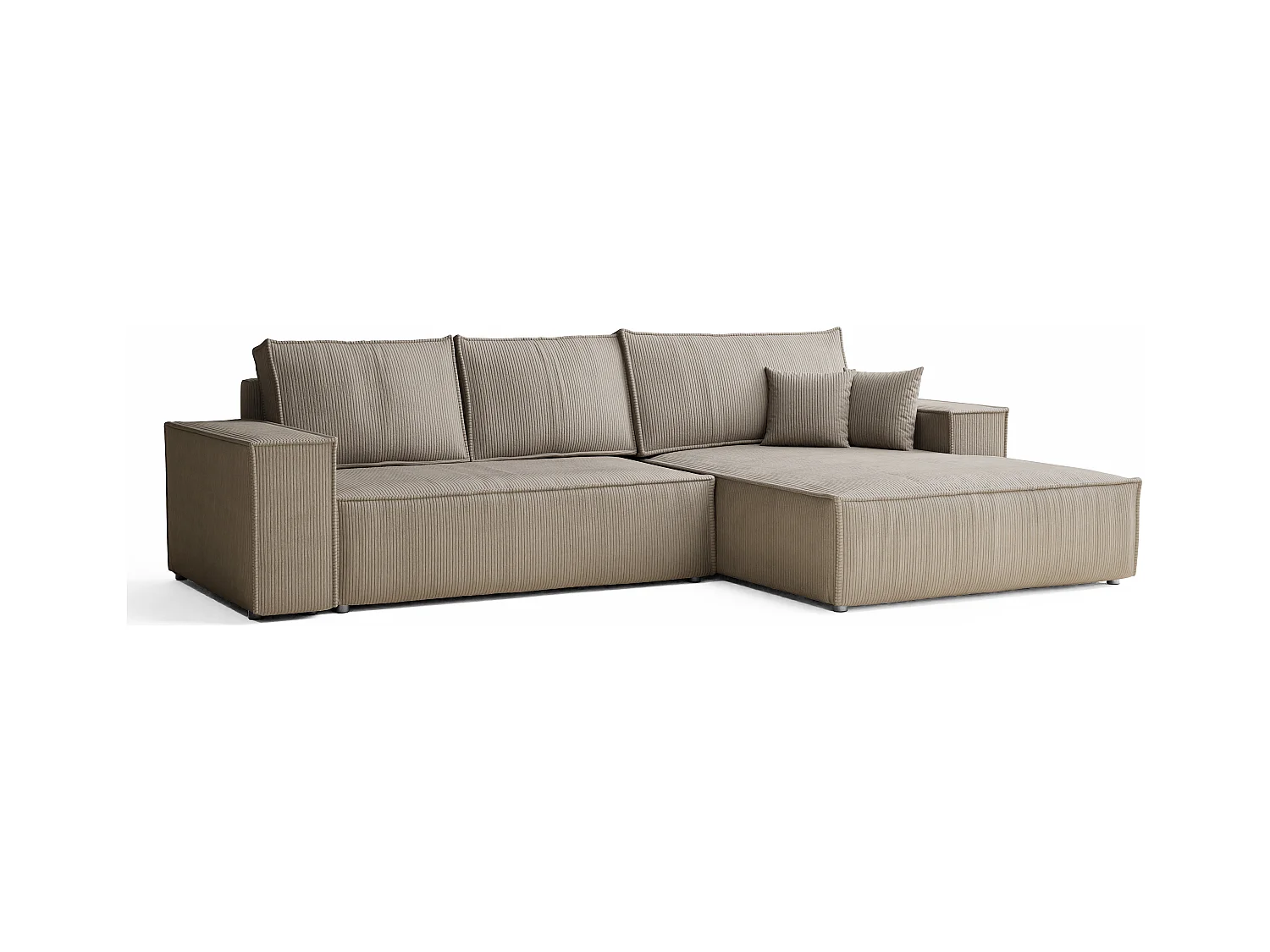Canapé d'angle convertible Maze im tissu tresse - 5 places - beige