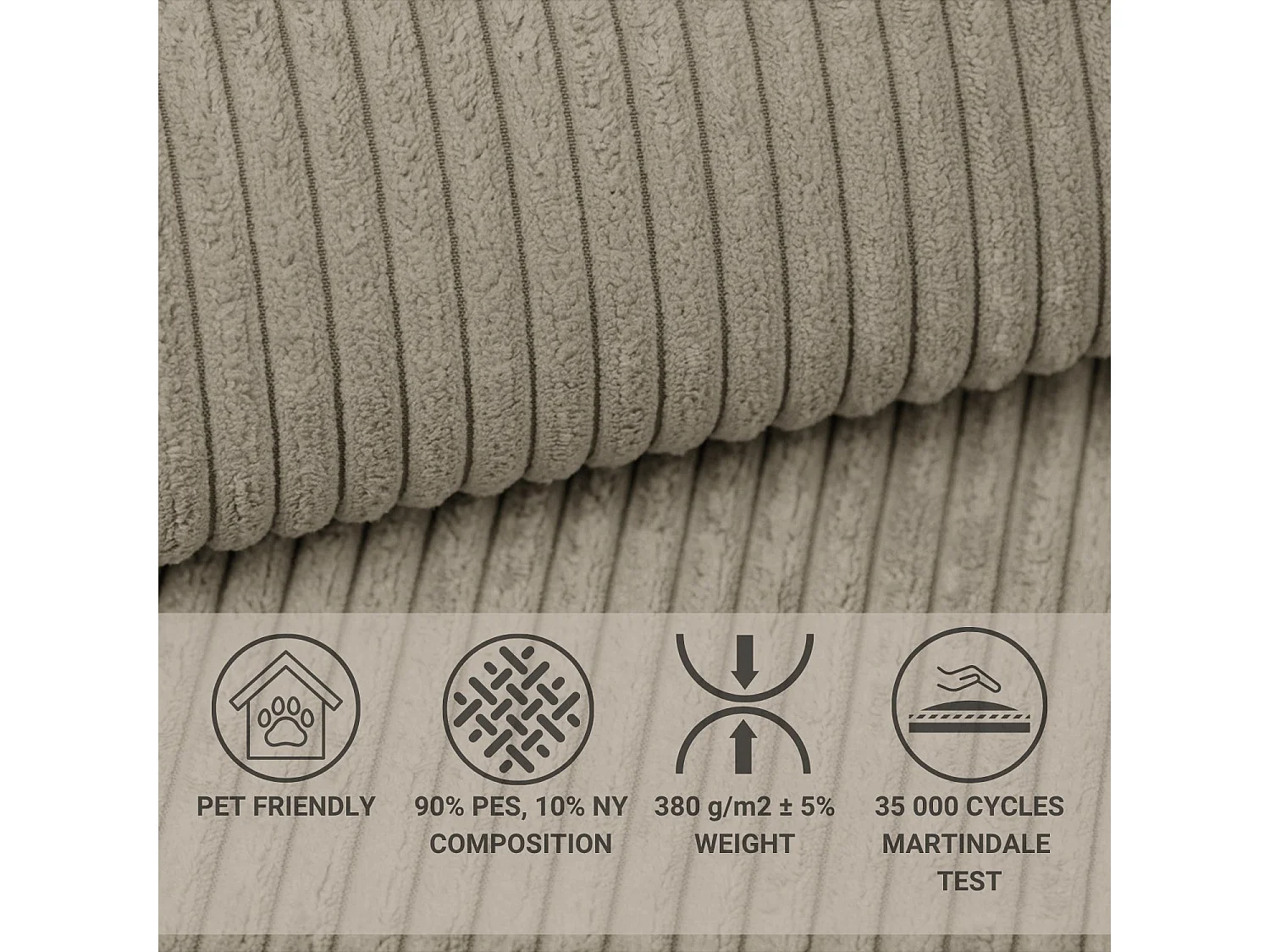 Canapé d'angle convertible Maze im tissu tresse - 5 places - beige