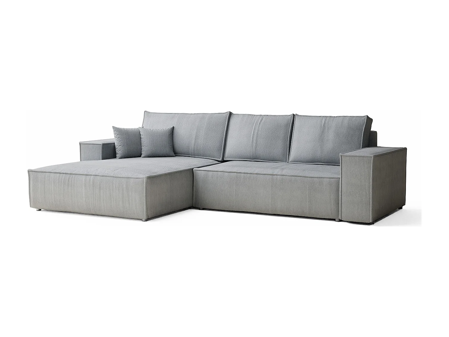 Canapé d'angle convertible Maze im tissu tresse - 5 places - gris clair