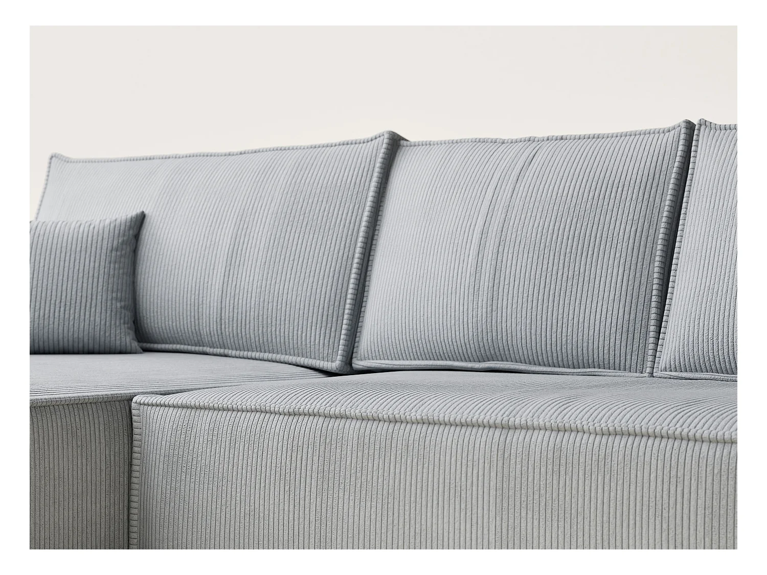 Canapé d'angle convertible Maze im tissu tresse - 5 places - gris clair