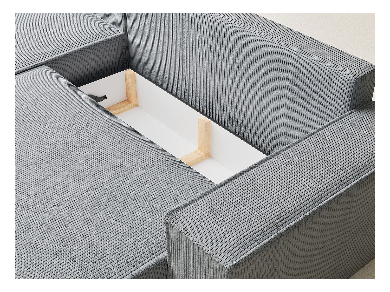 Canapé d'angle convertible Maze im tissu tresse - 5 places - gris clair