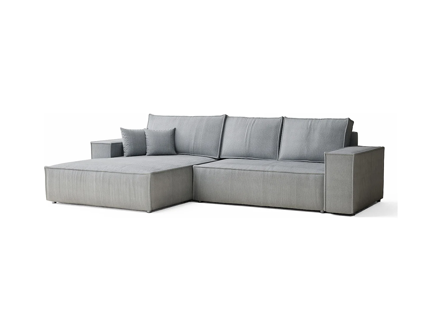 Canapé d'angle convertible Maze im tissu tresse - 5 places - gris clair